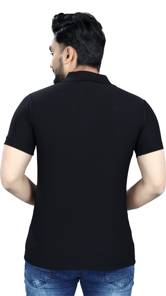 White black mens polo t-shirt front back and side views By