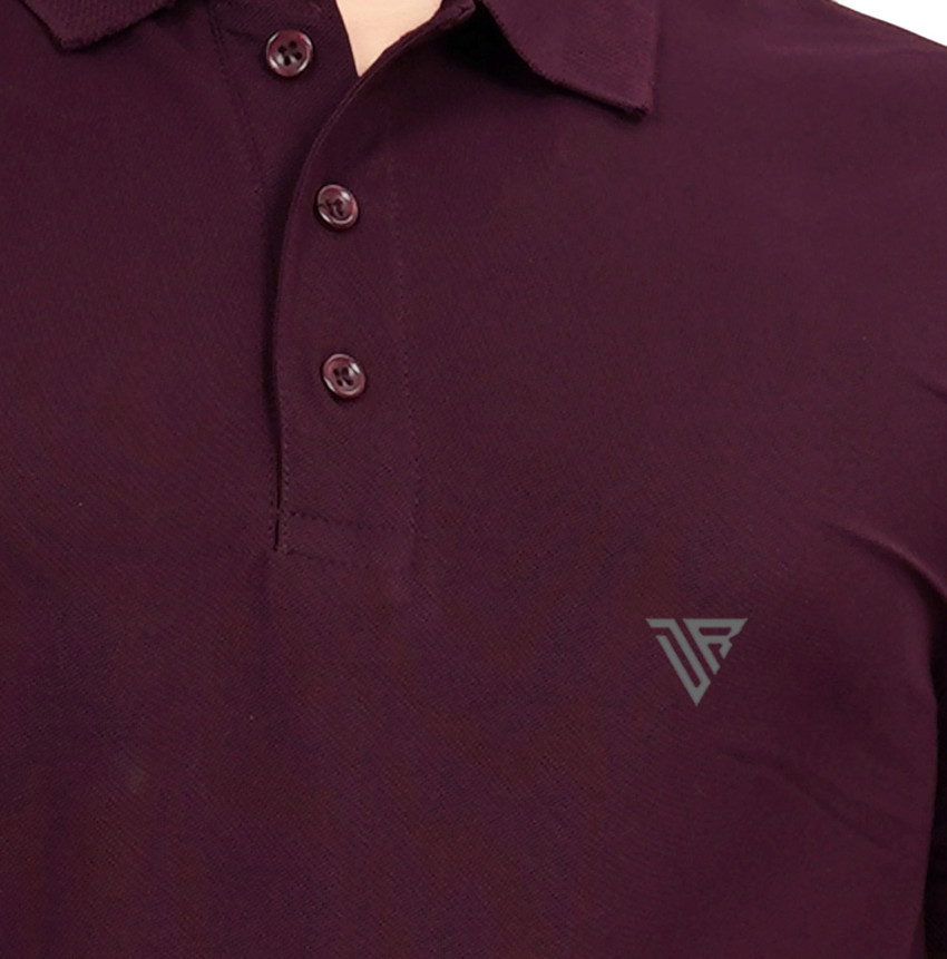 More More Solid Men Polo Neck Maroon T Shirt Buy More More