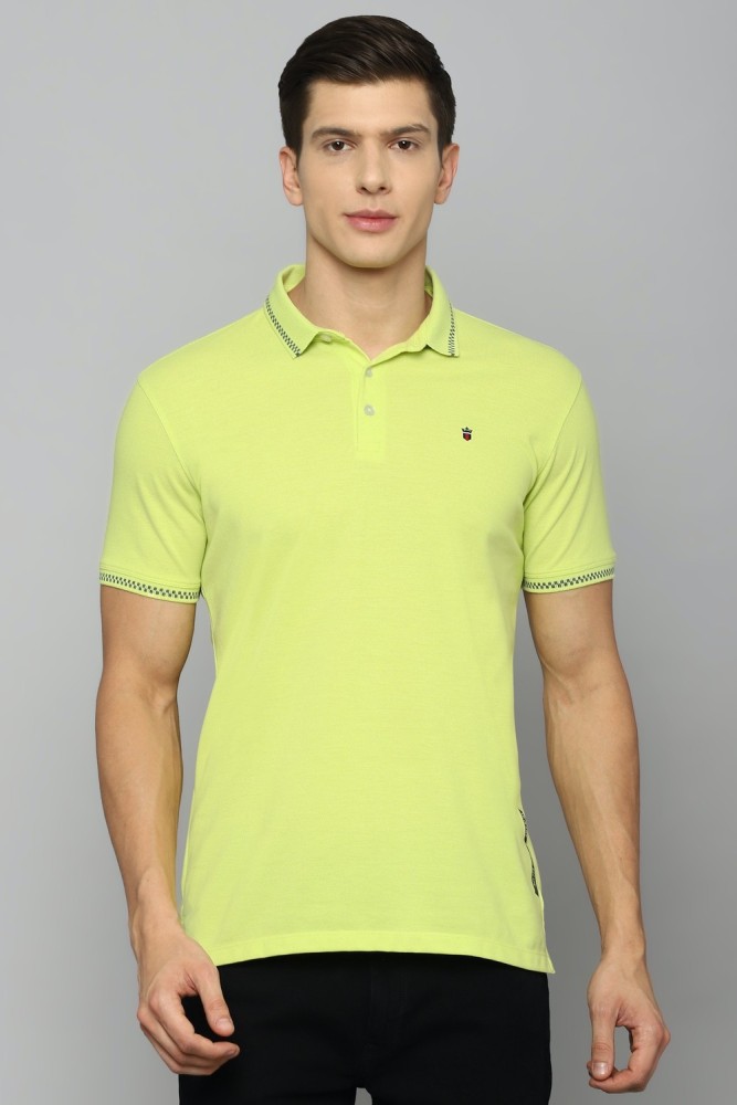 Louis Philippe Solid Men Polo Neck Green T-Shirt - Buy Louis