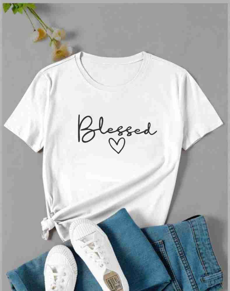 Bokaro Typography Women Round Neck Blue T-Shirt - Buy Bokaro Typography  Women Round Neck Blue T-Shirt Online at Best Prices in India