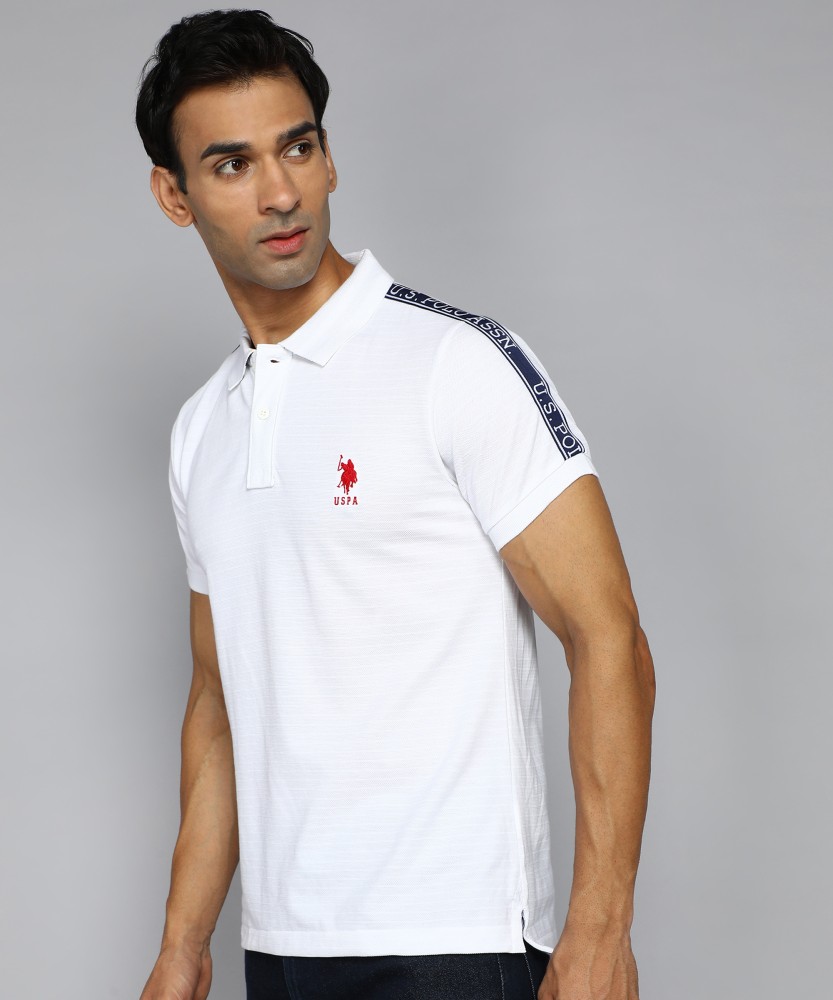 U.S. Polo Assn. Solid Men Polo Neck White T-shirt