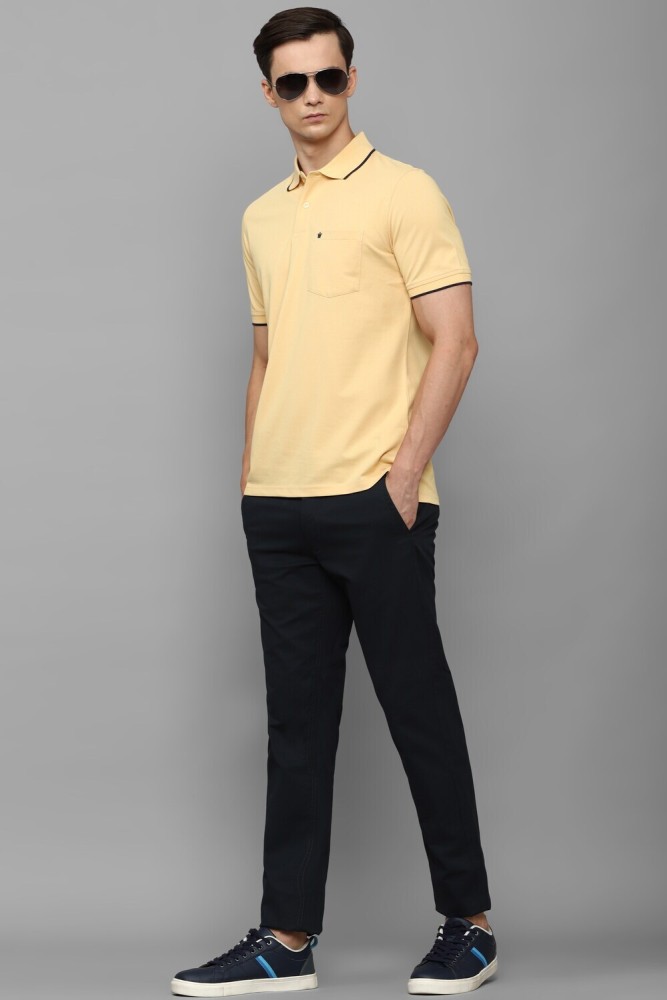 Louis Philippe Men Yellow Solid Polo T-Shirt