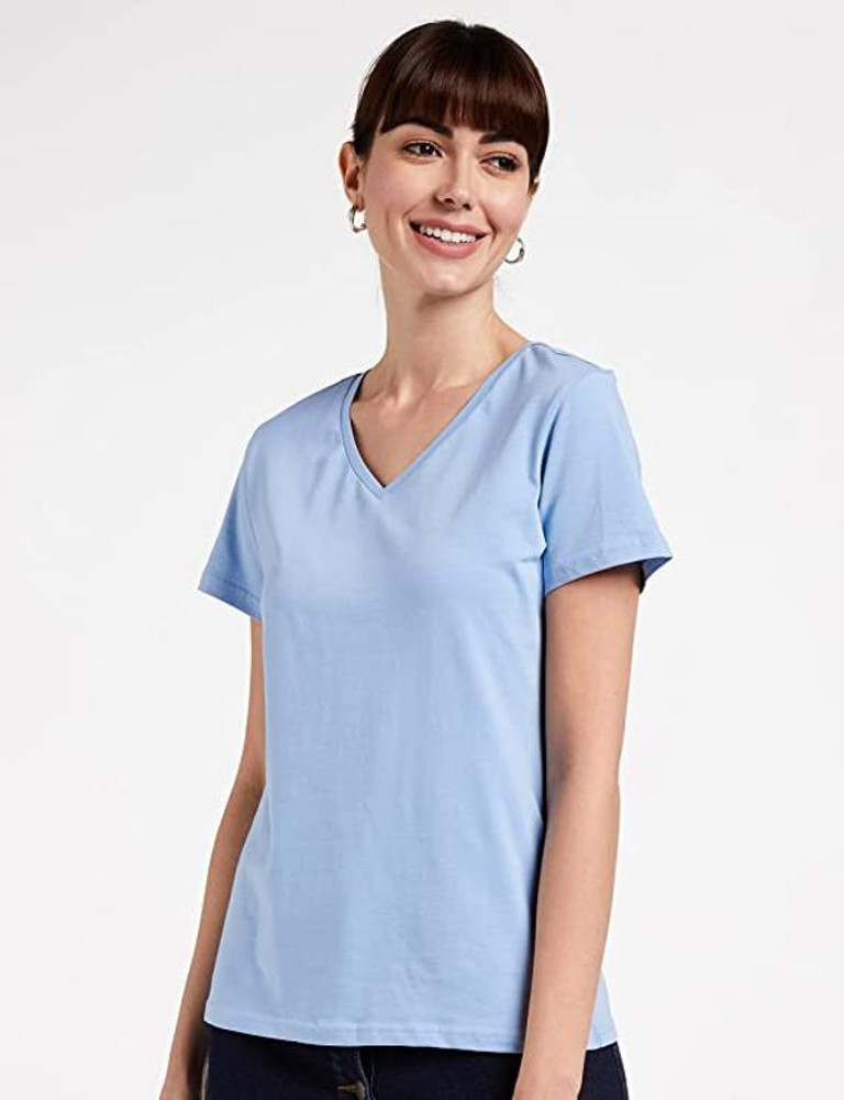 Light blue v neck t shirt cheap