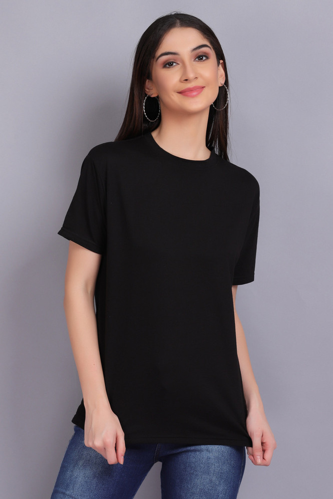 wear the fashion Solid Women Round Neck Black T Shirt Buy wear the fashion Solid Women Round Neck Black T Shirt Online at Best Prices in India Flipkart