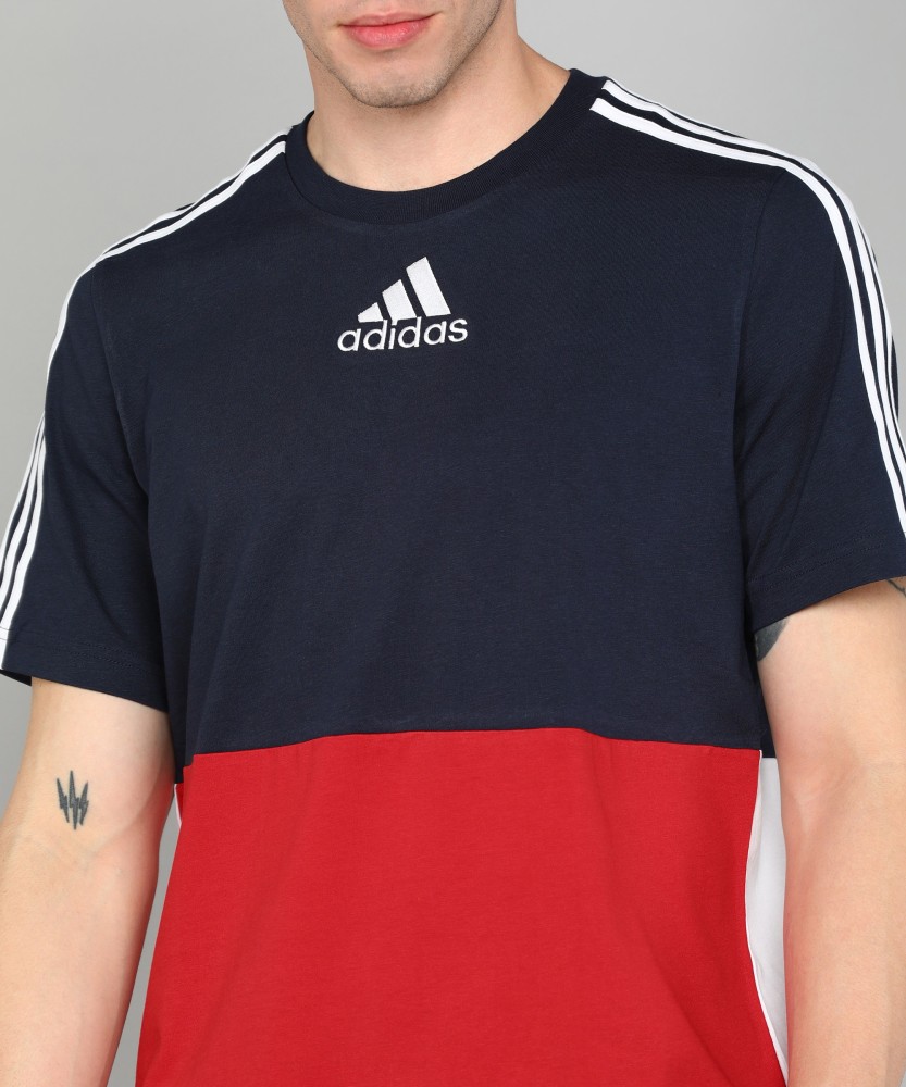 Red white and blue adidas store t shirt