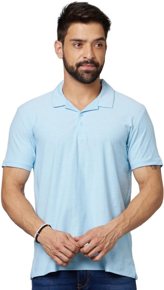 Celio Solid Men Polo Neck Light Blue T Shirt Buy Celio Solid Men