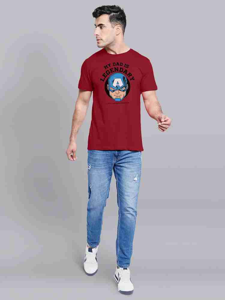 Captain America By Free Authority Printed Men Round Neck Maroon T