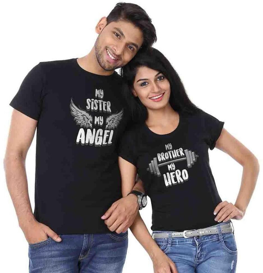 BonOrganik Printed Couple Round Neck Black T Shirt Buy BonOrganik Printed Couple Round Neck Black T Shirt Online at Best Prices in India Flipkart