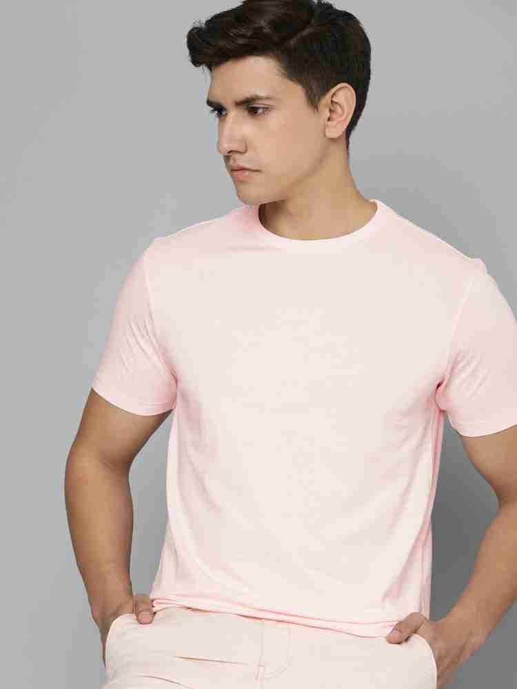 Nusyl Men Solid Light Pink Oversized T-shirt