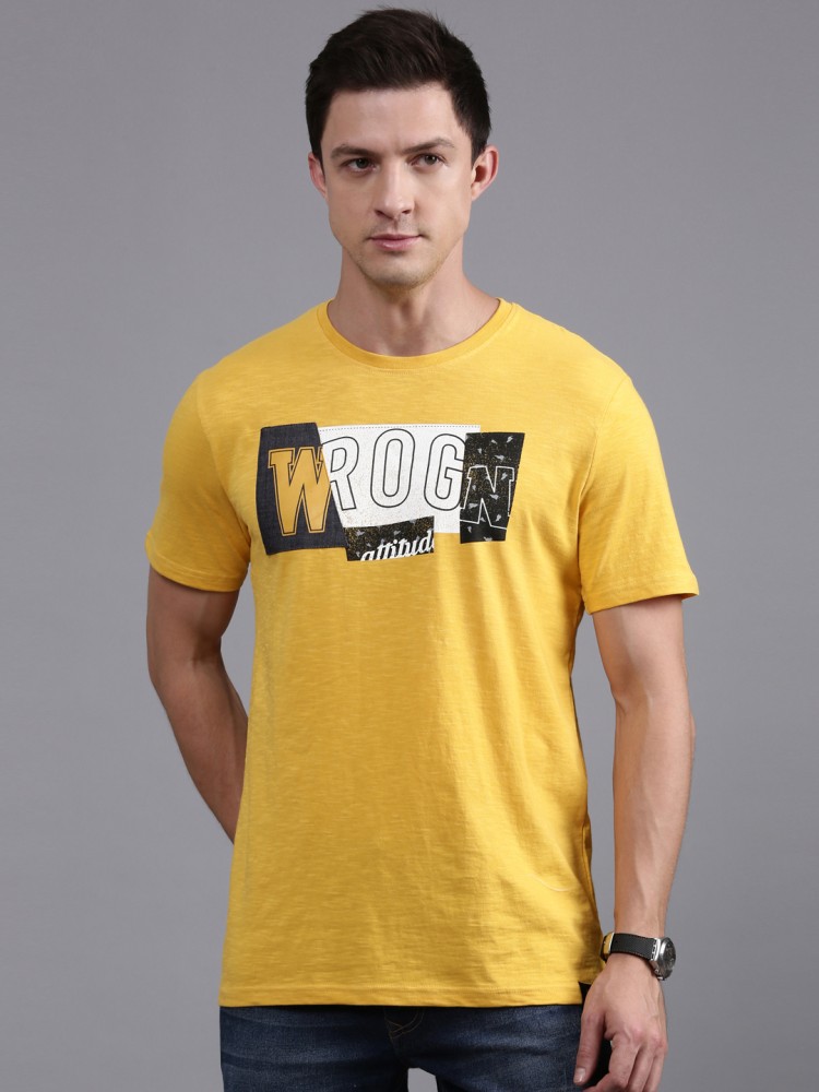 Wrogn yellow sale t shirt