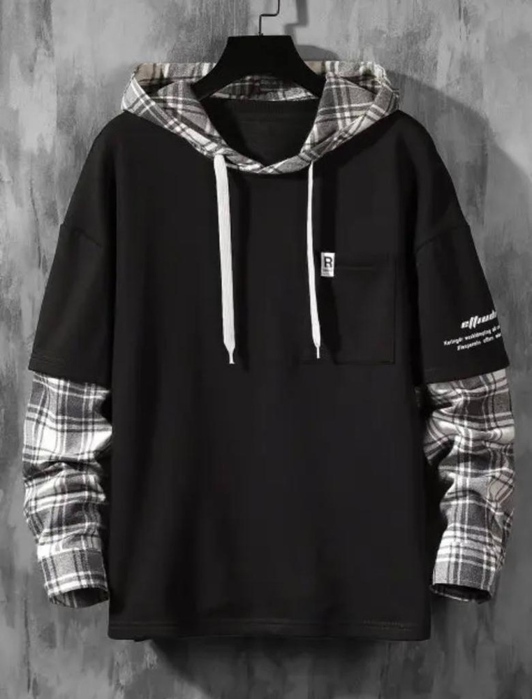 AVEJO Checkered Men Hooded Neck Black T Shirt Buy AVEJO