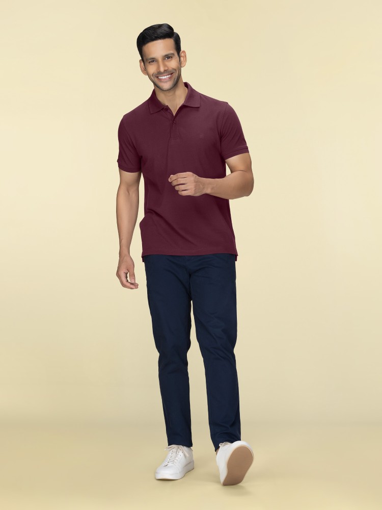 XYXX Solid Men Polo Neck Maroon T-Shirt - Buy XYXX Solid Men Polo Neck  Maroon T-Shirt Online at Best Prices in India