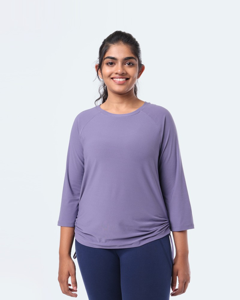 BlissClub Solid Women Round Neck Purple T-Shirt - Buy BlissClub