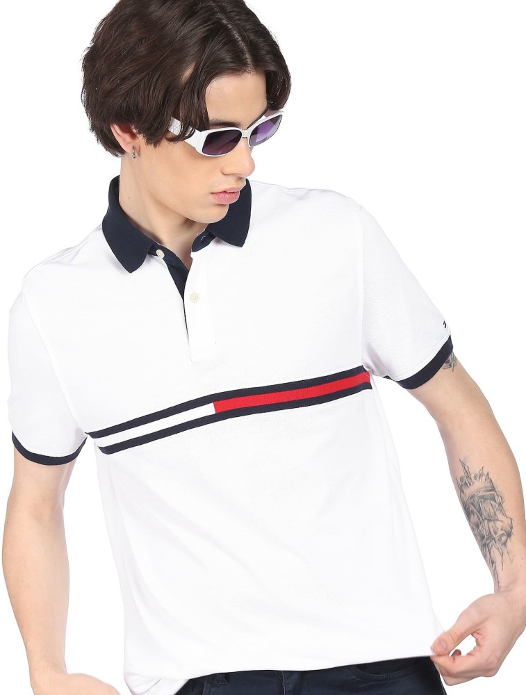 TOMMY HILFIGER Solid Men Polo Neck White T-Shirt - Buy TOMMY