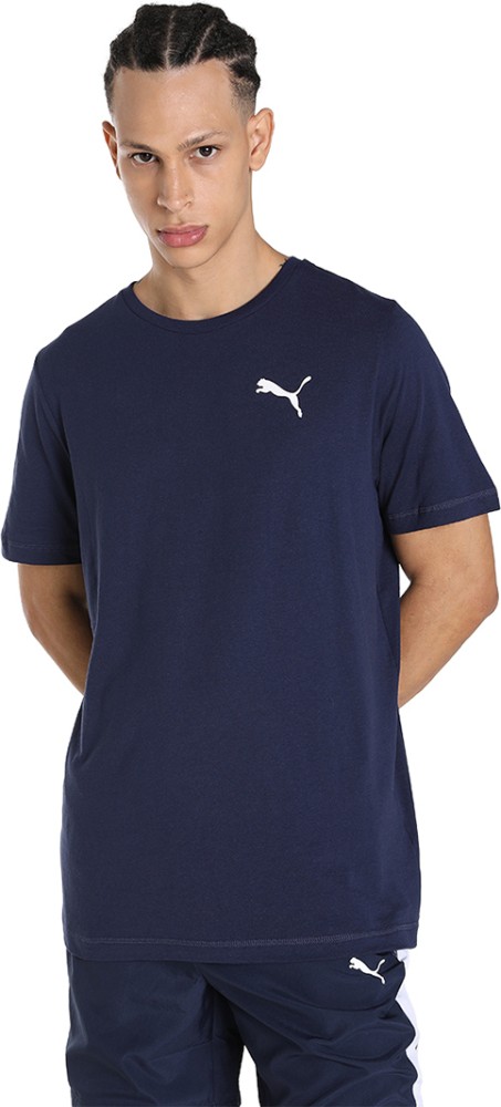 PUMA Solid Men High Neck Online High Best Blue Solid Shirt in Blue - T- Men Neck PUMA T-Shirt India at Prices Buy