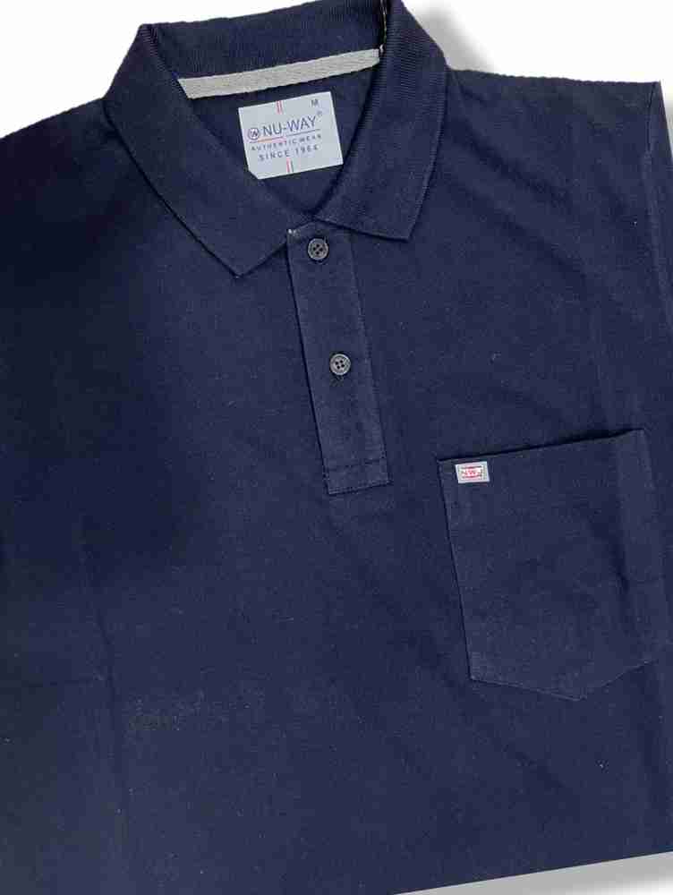 Nu way Solid Men Polo Neck Dark Blue T Shirt Buy Nu way Solid