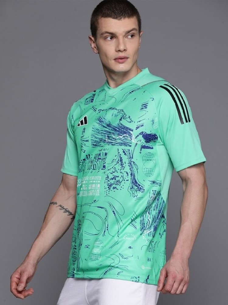 Polyester Short-sleeves V Neck Men's Blue & Light Green Athletic Printed T  Shirt Gender: Male at Best Price in Akola