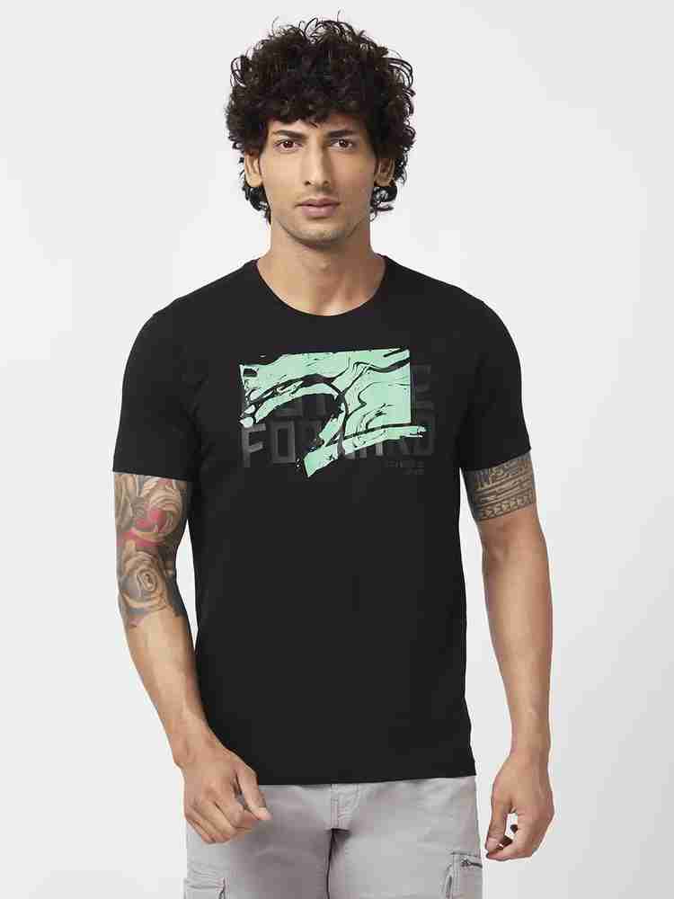Spykar Printed Typography Men Round Neck Black T Shirt Buy