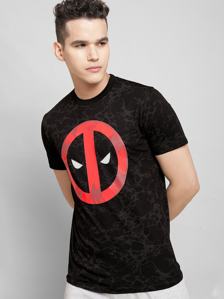 Deadpool By Free Authority Printed Men Round Neck Black T Shirt