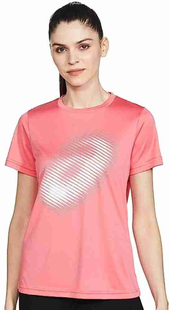 Asics Solid Women Round Neck Pink T-Shirt - Buy Asics Solid Women