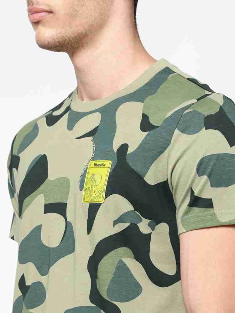 Wrangler Printed Men Round Neck Green T-Shirt - Buy Wrangler Printed Men  Round Neck Green T-Shirt Online at Best Prices in India