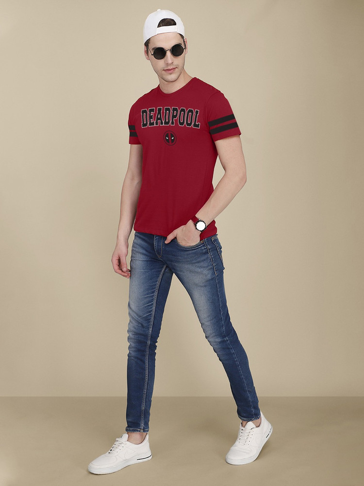 DEADPOOLBy Free Authority Graphic Print Men Round Neck Red T Shirt