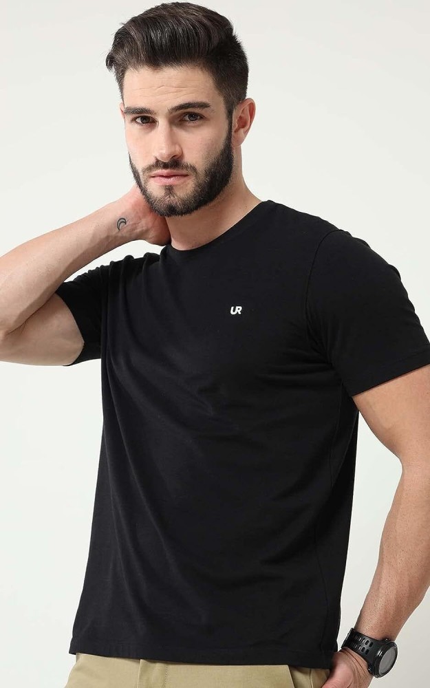 TURMS Solid Men Round Neck Black T-Shirt - Buy TURMS Solid Men Round Neck Black  T-Shirt Online at Best Prices in India