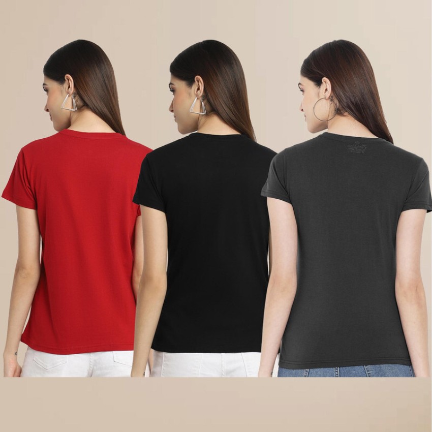 Buy Modeve Women Solid Black and Red Cotton Blend Pack of 2 Capri
