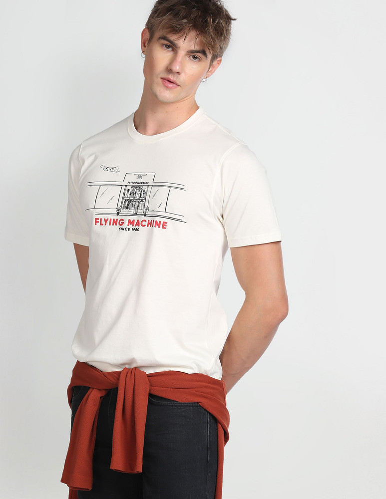 flying machine white t shirt