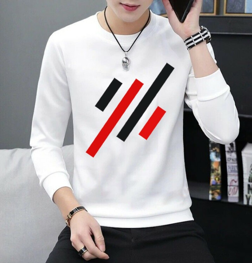 white t shirt for men full hand