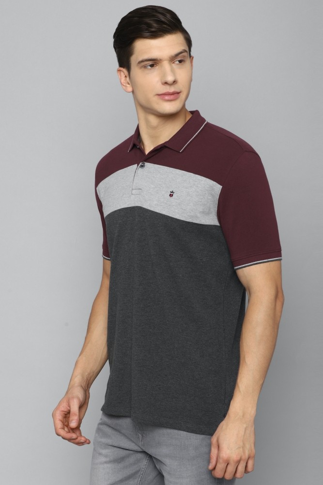 Louis Philippe Grey Cotton Regular Fit Printed Polo T-Shirt