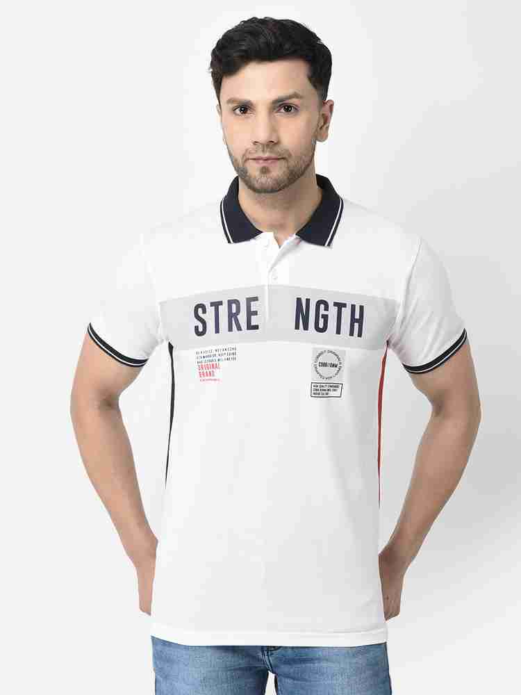 COBB ITALY Printed Typography Men Polo Neck White T Shirt Buy