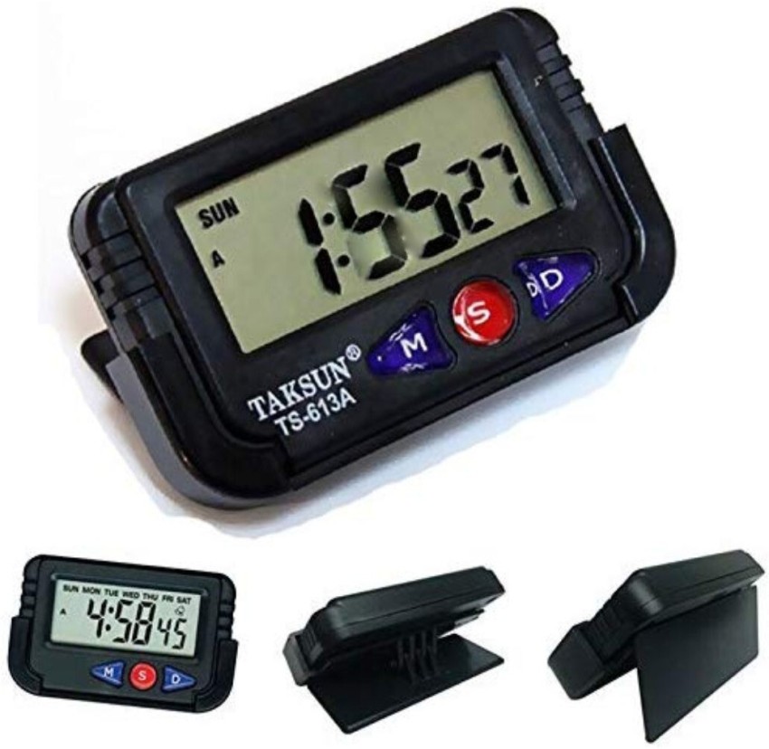 TAKSUN Digital Black A Car Dashboard Office Desk Alarm Clock and Stopwatch with Flexible Stand Clock Price in India Buy TAKSUN Digital Black A Car Dashboard Office Desk Alarm Clock and Stopwatch with