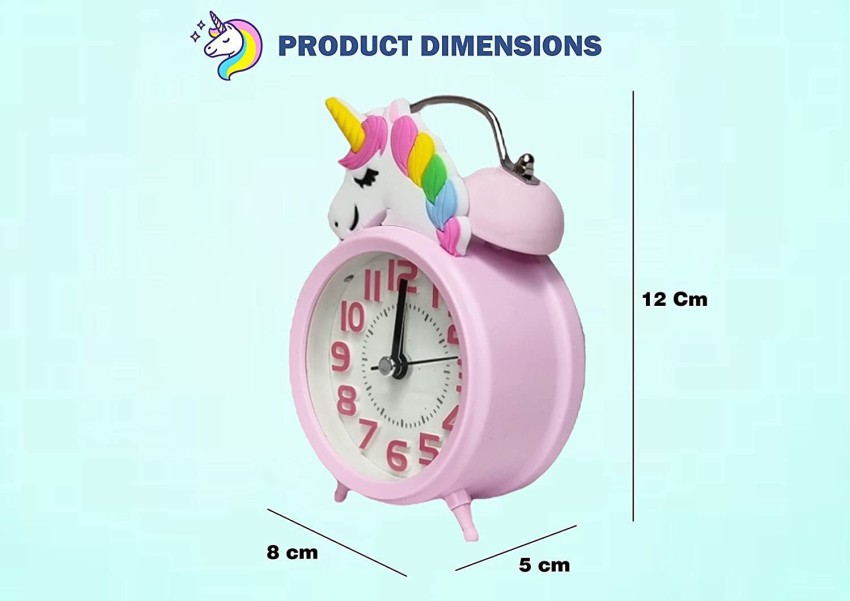 Pink Unicorn Kids Alarm Clock Double Bell Clock with Backlight
