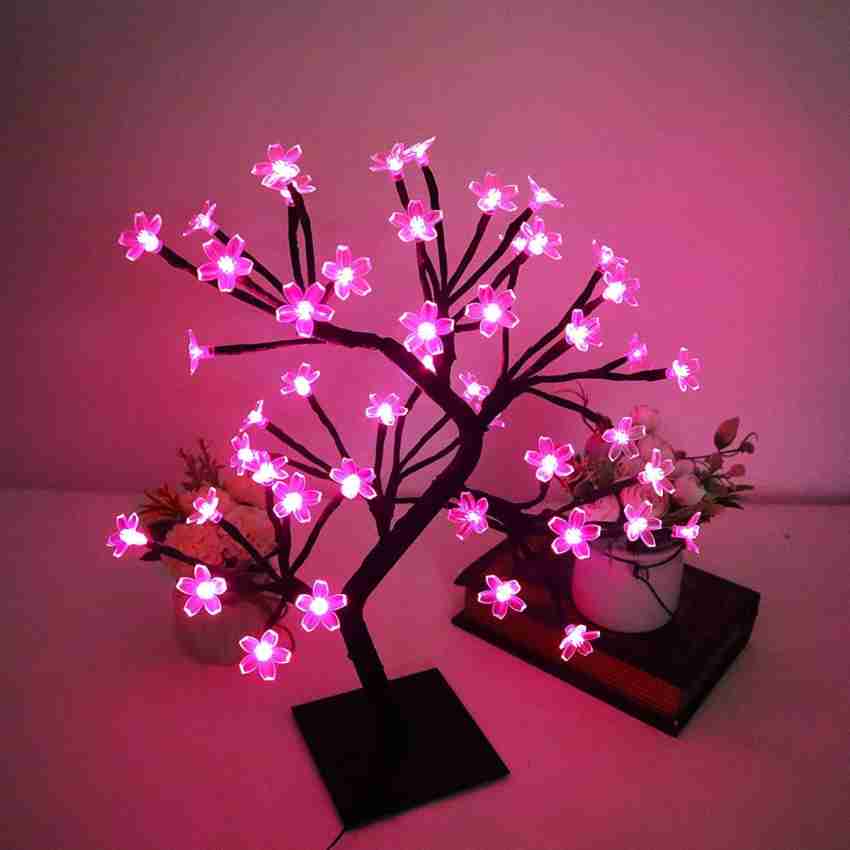 LED Cherry Blossoms Bonsai Tree Lamp 18 Inch, 28 LED Silicon Tree