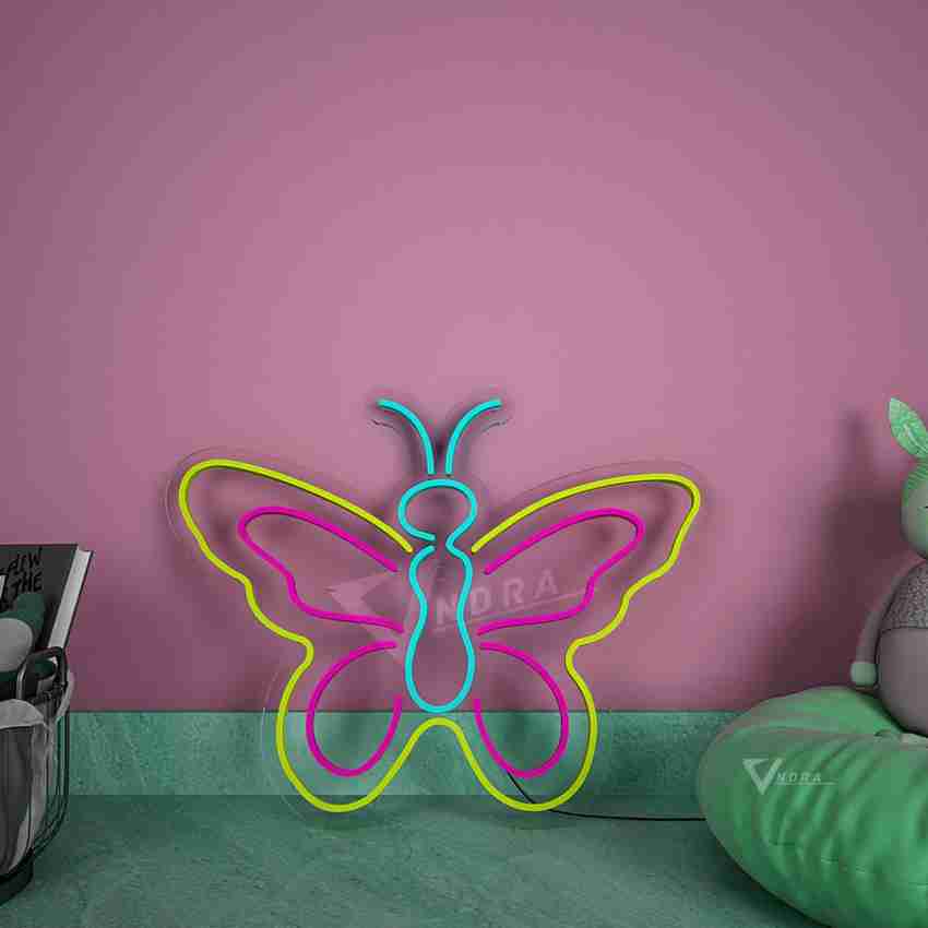 VNDRA Butterfly Multi Colored LED Neon Light Sign for Parties Bar