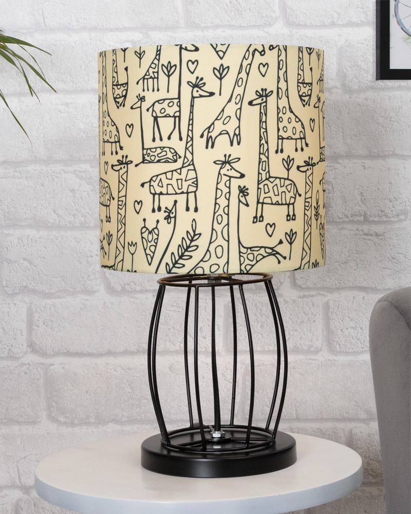 Homesake Metal Wire Cage Base Modern Fabric Lampshade for