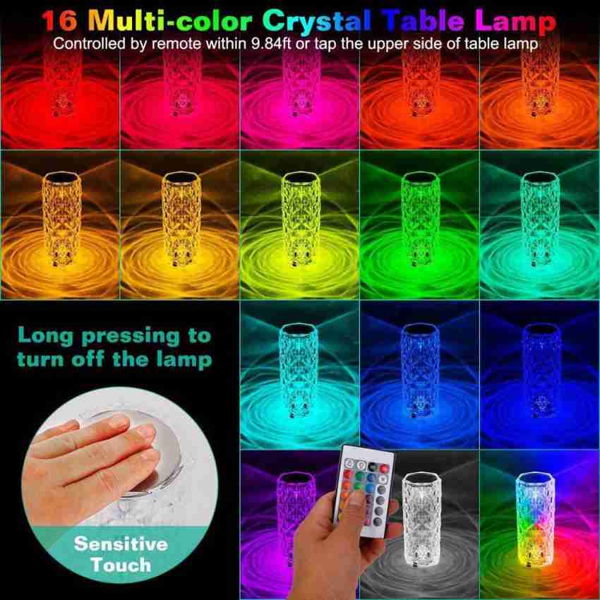 Led Crystal Lampe de Table Rose Light Projecteur 16 Couleurs Touch