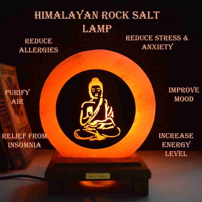GLOBAL AROMA Buddha Himalayan Rock Salt Lamp for Positive Energy