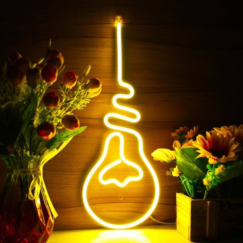 Neon yellow light bulb on sale