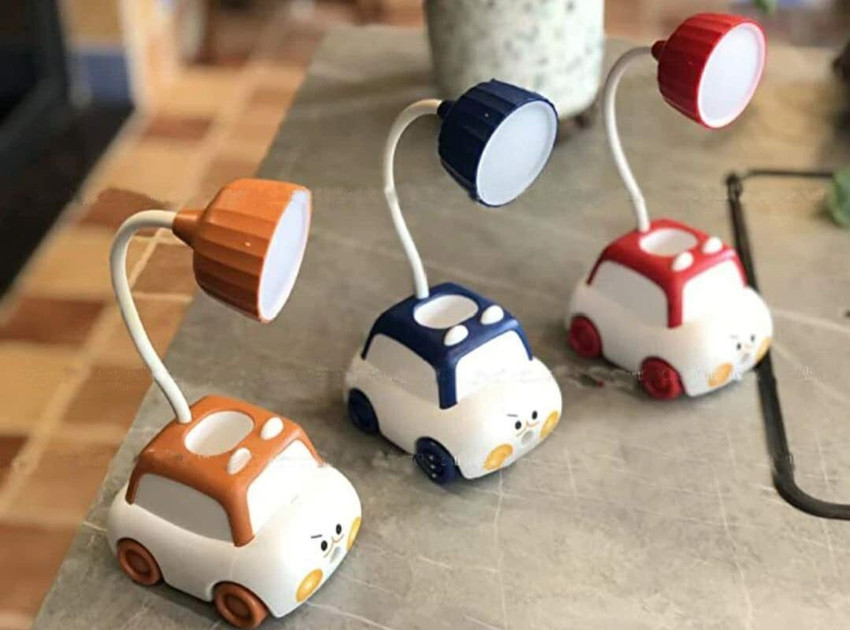 Paper Bear Orange India Car Design Side Table Lamp for Girls Boys