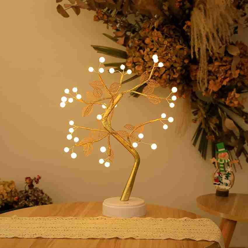 LED Bonsai Tree Light USB Battery Operated Artificial Lighted Leaf Pearl  Tree Night Light With Adjustable Branches For Bedroom