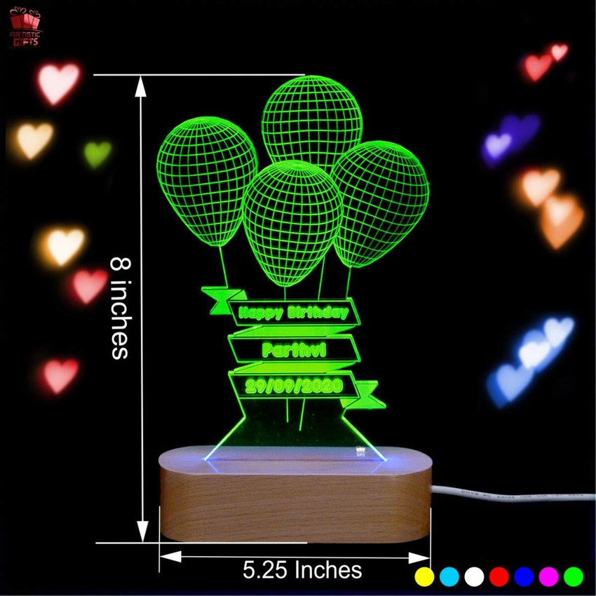 Artistic Gifts Personalized 3D Illusion LED Lamp with Wooden Stand