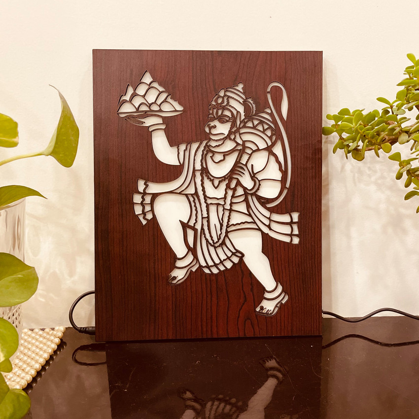 Home Delight Sankat Morchan Hanuman Wood Craving Table Lamp Price
