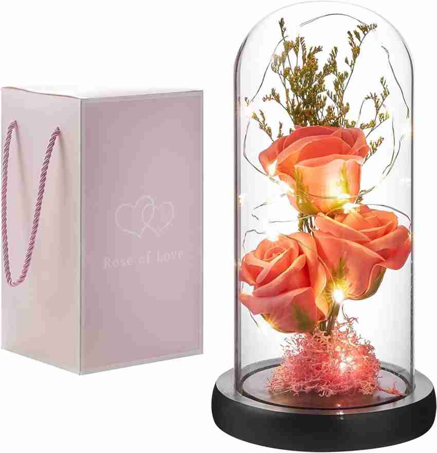 Light up deals rose in glass