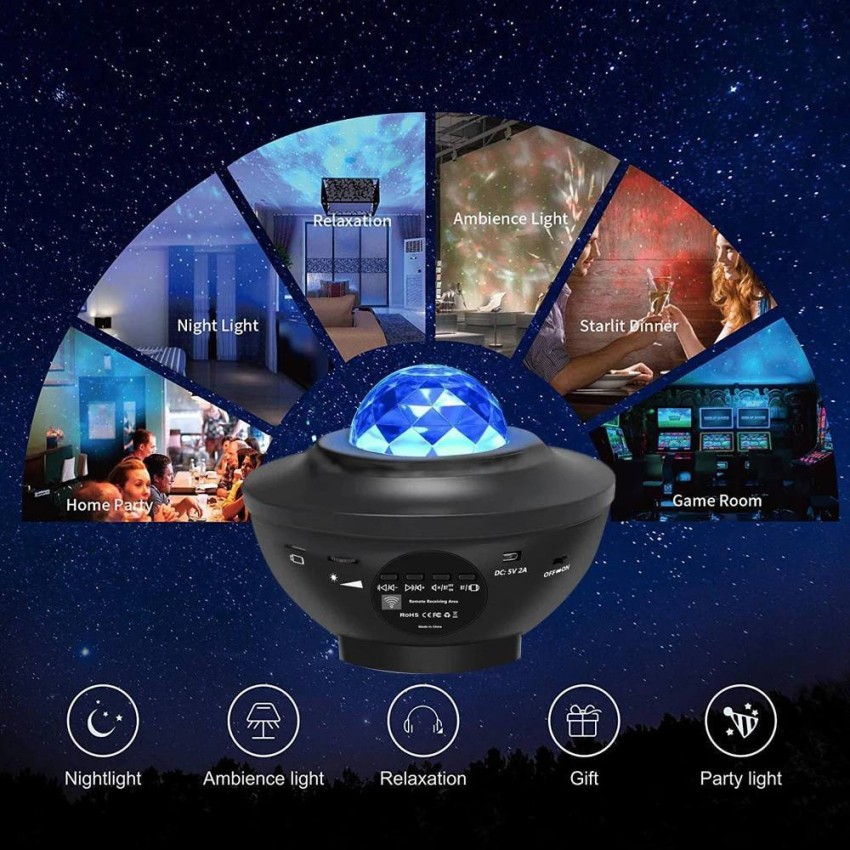 Night Light Projector 3 in 1 Galaxy Star Projector w/LED Bluetooth Speaker