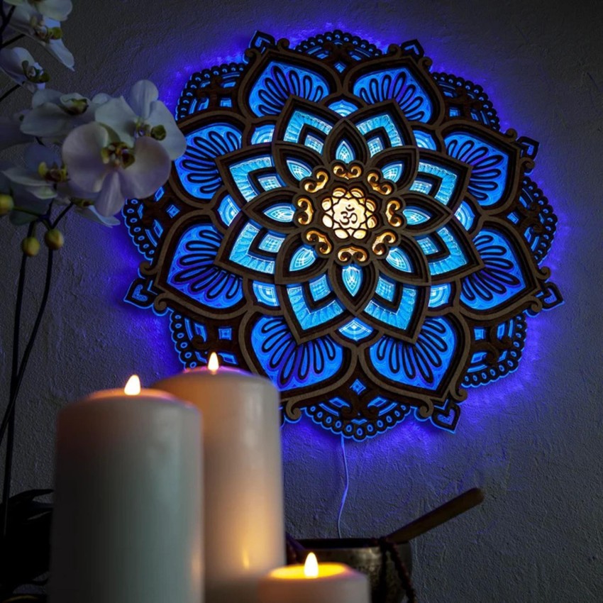BNF Mandala Yoga Room Night Light Led Multilayer Laser Cut Carved