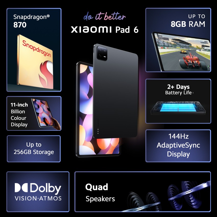 Xiaomi Pad 6 8 GB RAM 256 GB ROM 11.0 inch with Wi-Fi Only Tablet (Graphite  grey) Price in India - Buy Xiaomi Pad 6 8 GB RAM 256 GB ROM 11.0