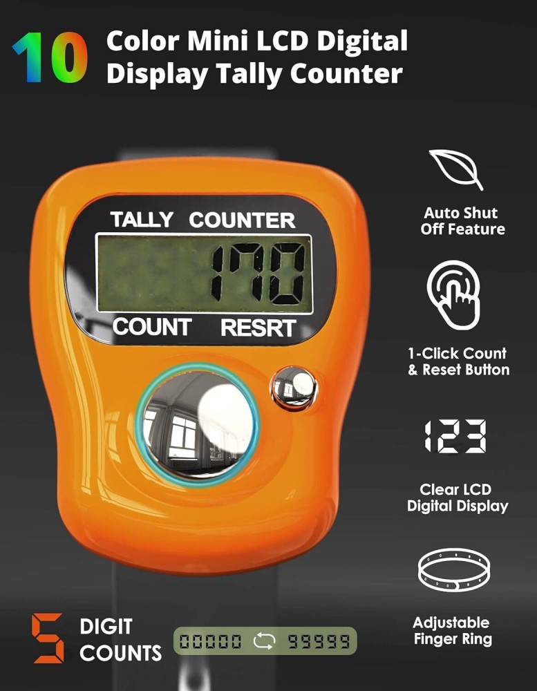 5-Digit Tally Clicker Counter Finger Clicker Ring Electronic Light Digital