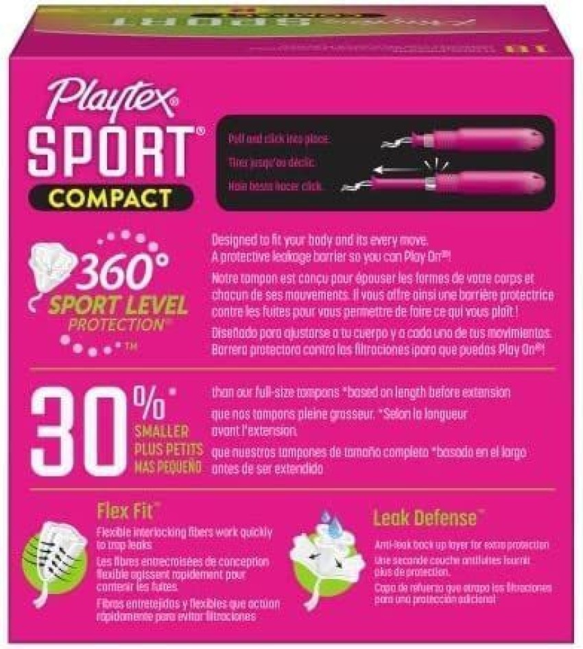 Playtex Sport Regular Absorbency Compact Tampons with Flex-Fit
